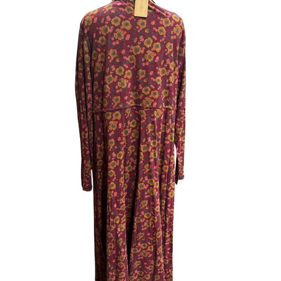 Natural Life Christa Midi Dress Floral Cranberry Cotton Boho NWT XL - Picture 7 of 10